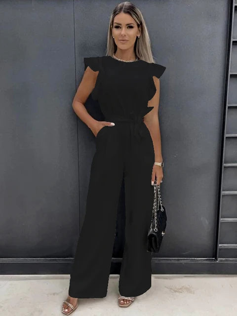 Arielle - elegante jumpsuit met ruches aan de mouwen