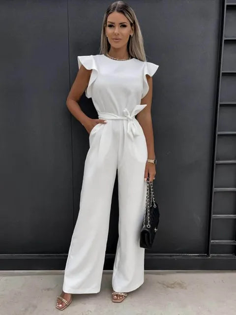 Arielle - elegante jumpsuit met ruches aan de mouwen