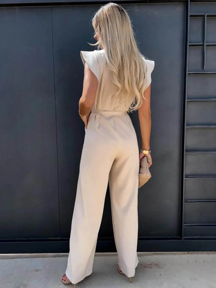 Arielle - elegante jumpsuit met ruches aan de mouwen