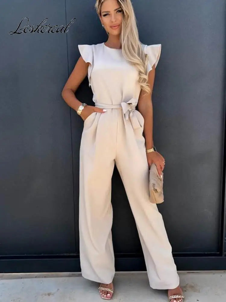 Arielle - elegante jumpsuit met ruches aan de mouwen