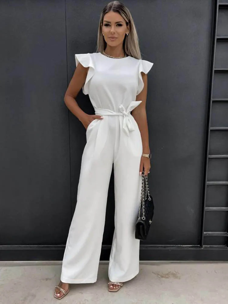 Arielle - elegante jumpsuit met ruches aan de mouwen