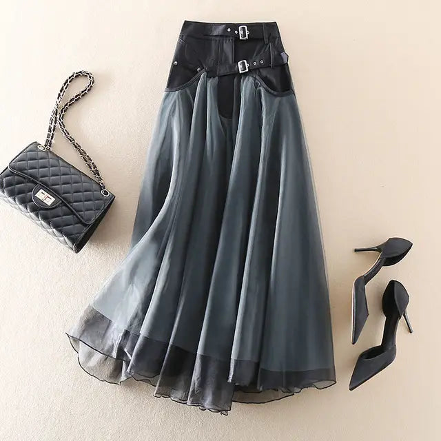 Everly - elegante lange rok van vintage netstof