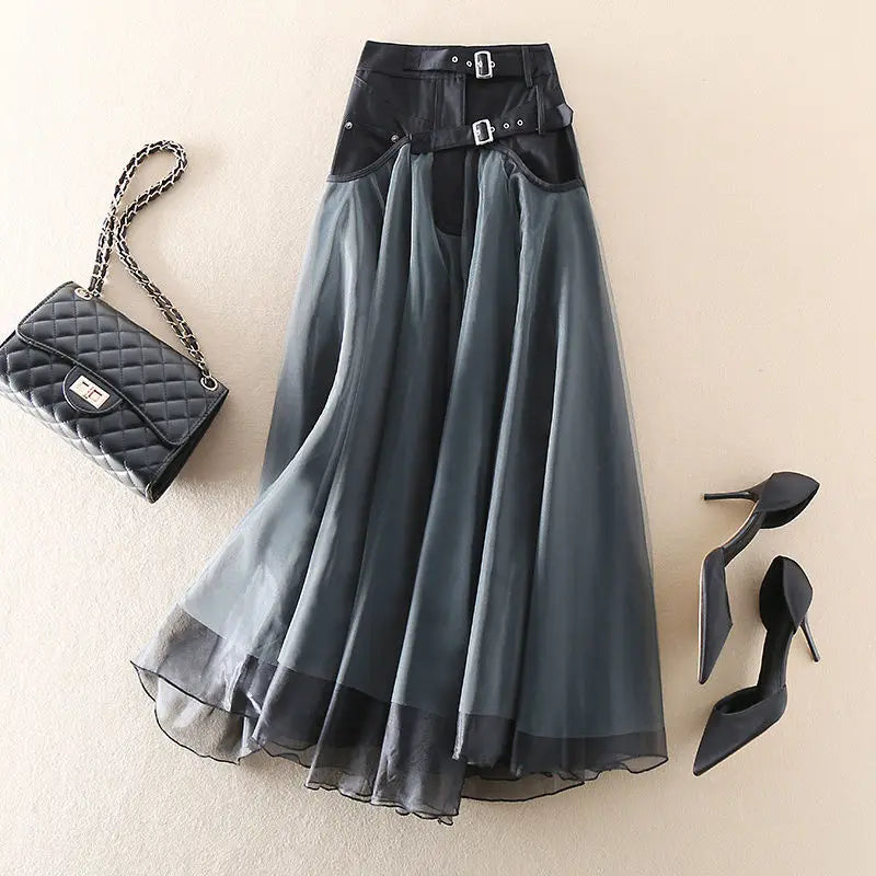 Everly - elegante lange rok van vintage netstof