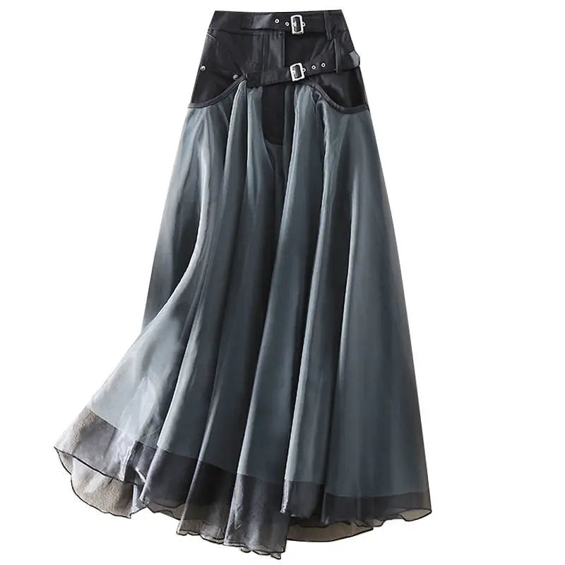 Everly - elegante lange rok van vintage netstof
