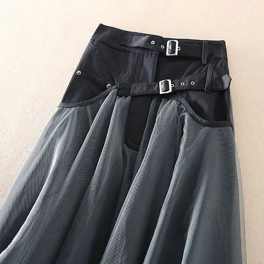 Everly - elegante lange rok van vintage netstof
