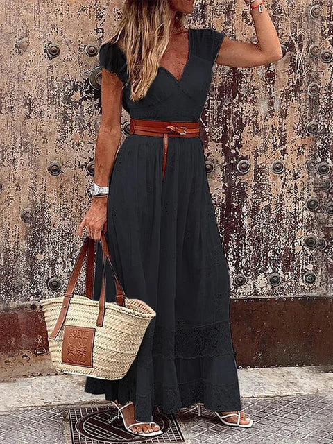 Sheila - nonchalante bohemien kanten maxi jurk
