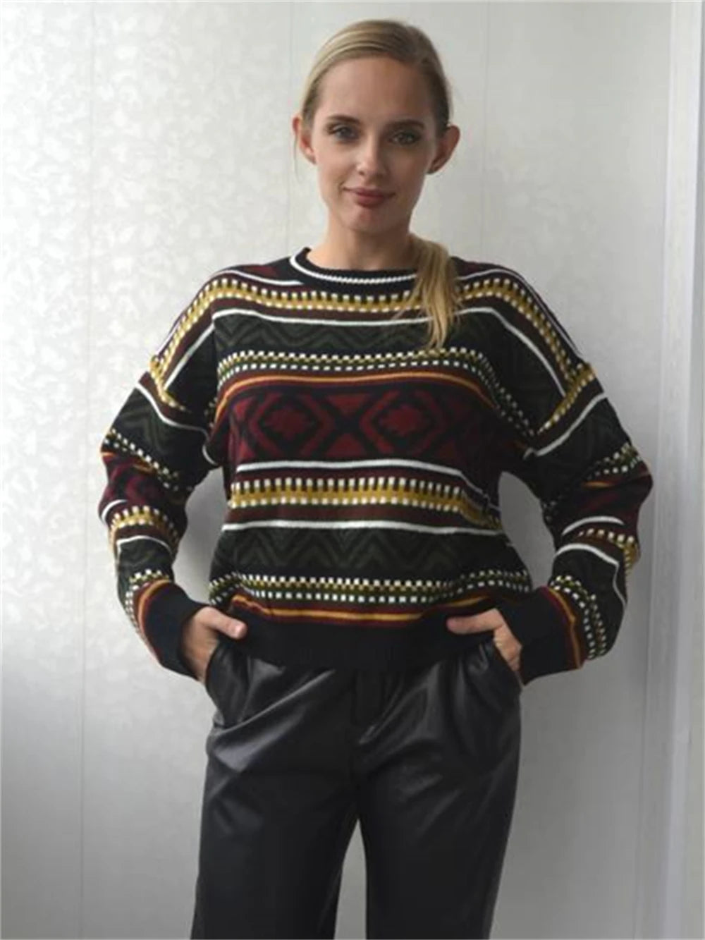 Mila - Vintage Gebreide Gestreepte Trui