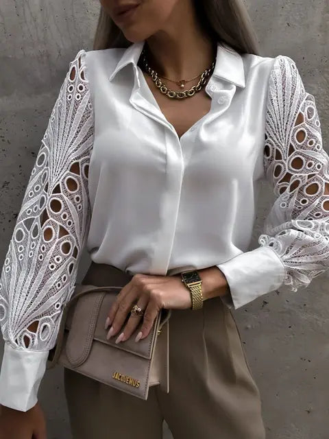 Chevelle - kanten blouse met uitsparingen